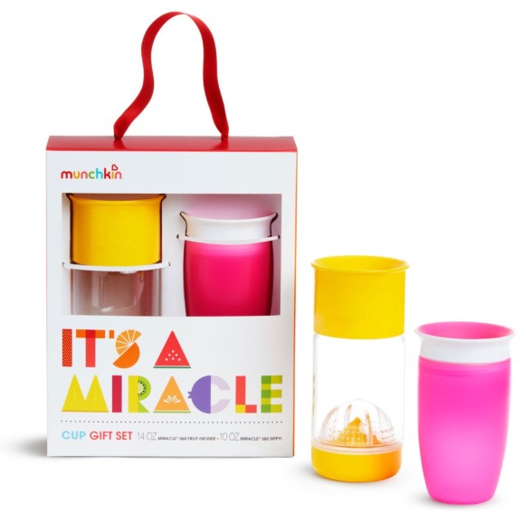 babashop.hu - Munchkin Miracle itatópohár Ajándék szett Sárga/Rózsaszín