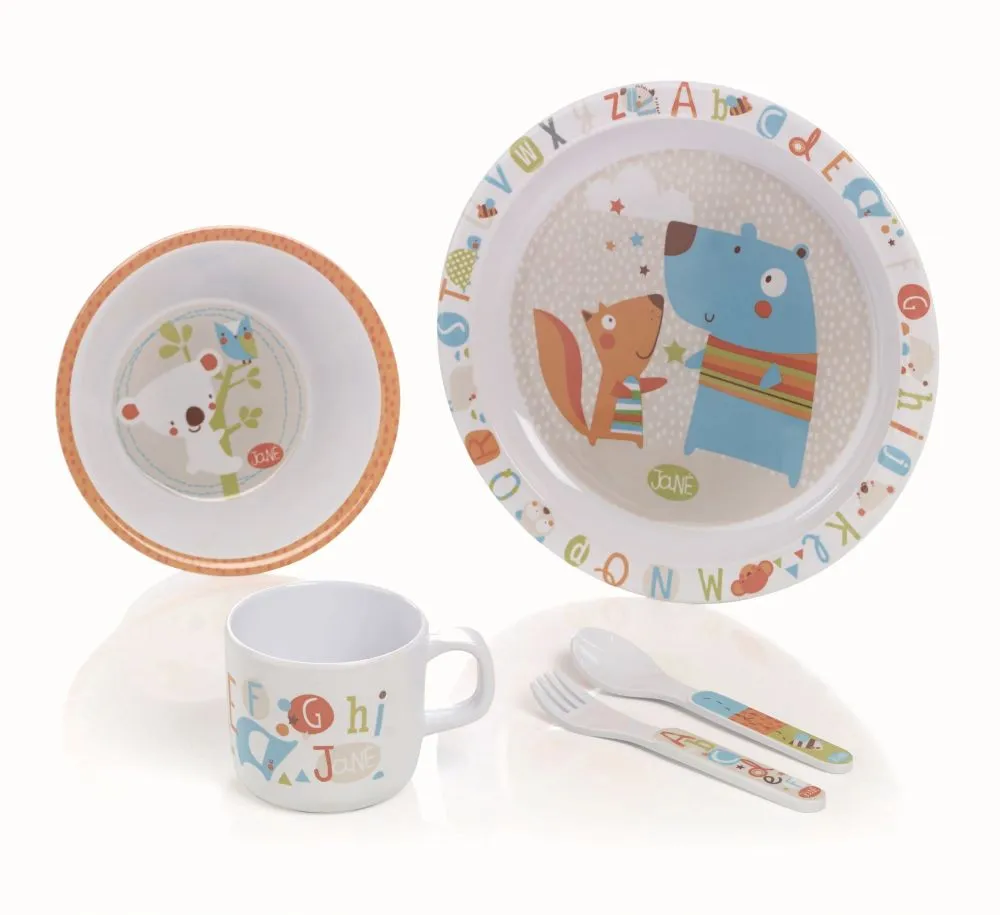 babashop.hu - Jané Mikrózható étkészlet 5db-os - 70223 Abecedario / Erdei állatok