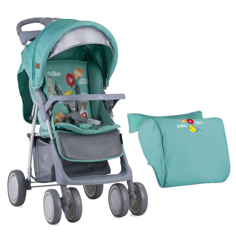 babashop.hu - Lorelli Foxy sport babakocsi + lábzsák - Green Happy Animals 2018