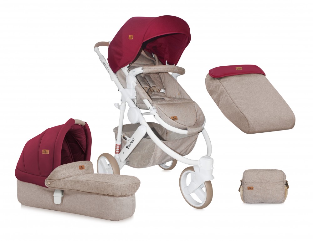 babashop.hu - Lorelli Monza 3 babakocsi 2:1 - Beige&Red 2017