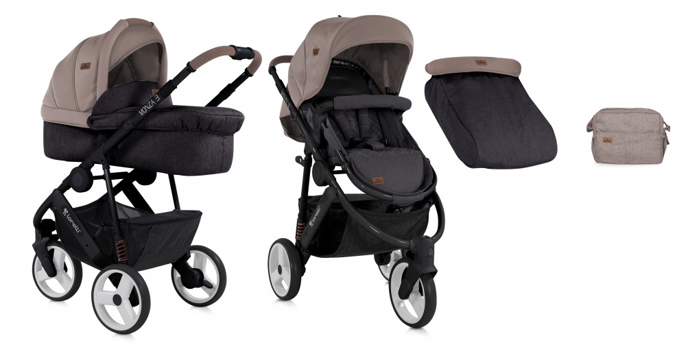 babashop.hu - Lorelli Monza 3 babakocsi 2:1 - Beige&Black 2018