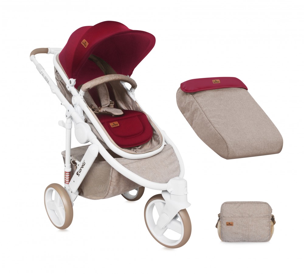 babashop.hu - Lorelli Calibra multifunkciós babakocsi 2:1 - Beige&Red 2017