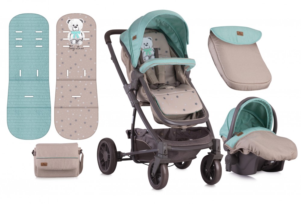 babashop.hu - Lorelli S-500 SET multifunkciós babakocsi - Green&Beige Teddy Bear 2018