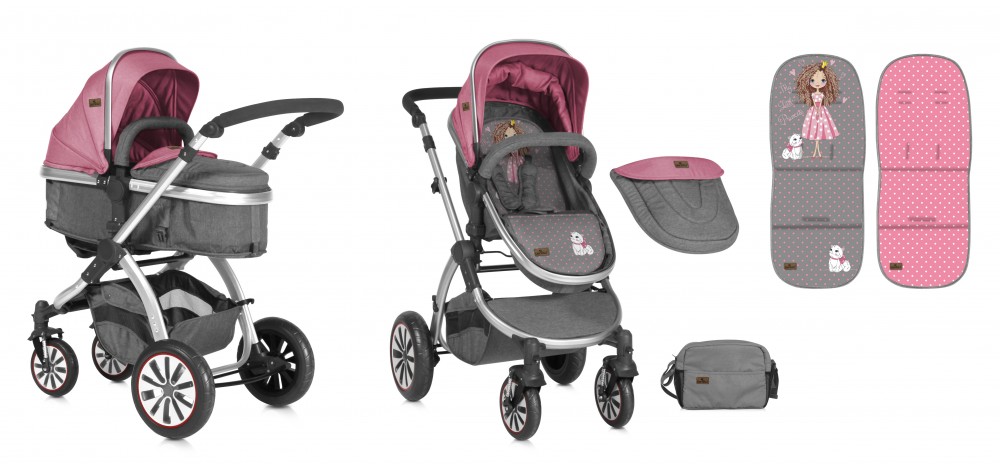 babashop.hu - Lorelli Aurora multifunkciós babakocsi 2:1 - Rose&Grey Princess 2018