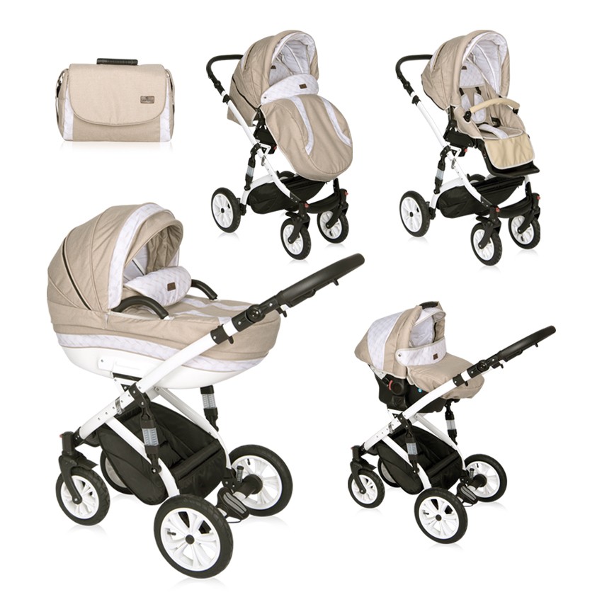 babashop.hu - Lorelli Mia Air újszülött babakocsi 3:1 - Light&Dark Beige 2019