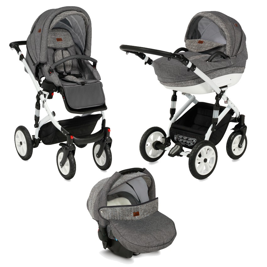 babashop.hu - Lorelli Mia Air újszülött babakocsi 3:1 - Light&Dark Grey 2019