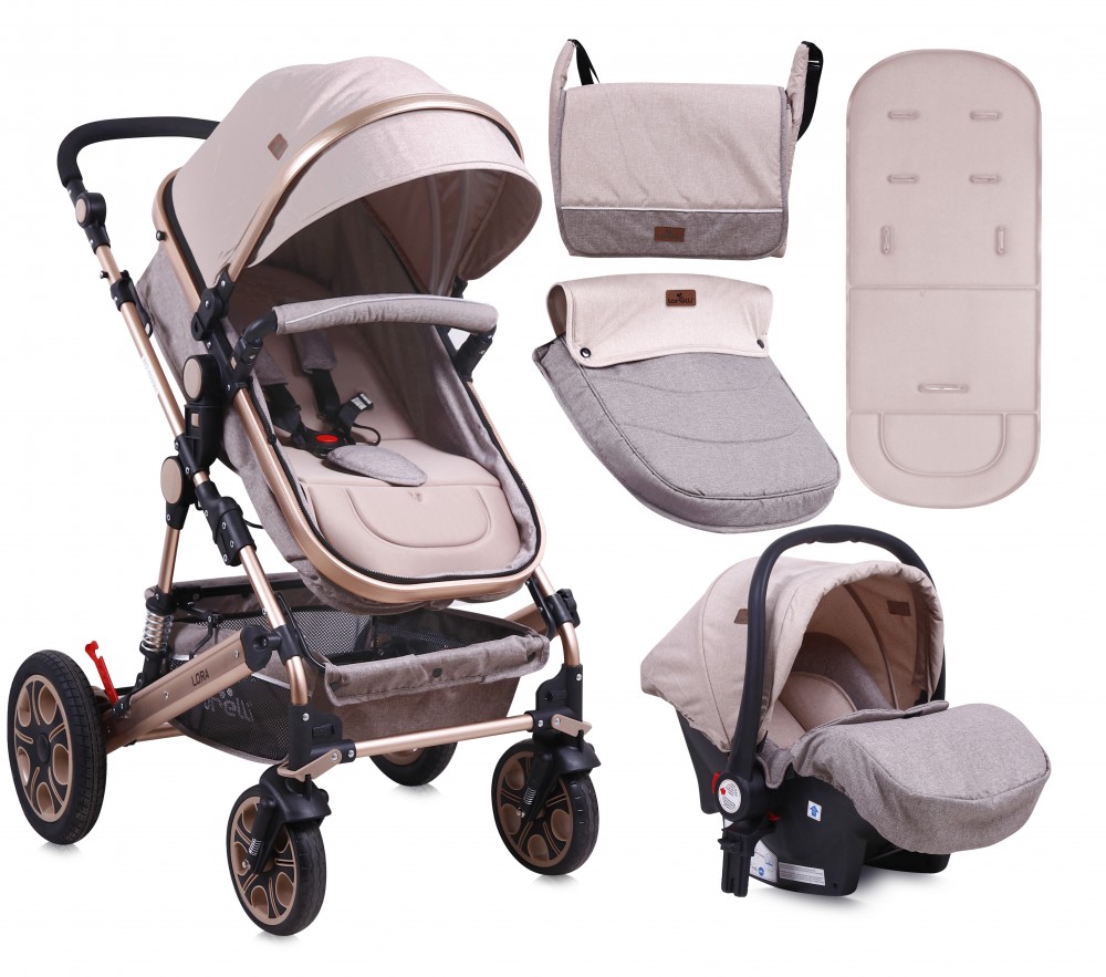 babashop.hu - Lorelli Lora SET babakocsi mózessé alakítható sport résszel - Beige 2018
