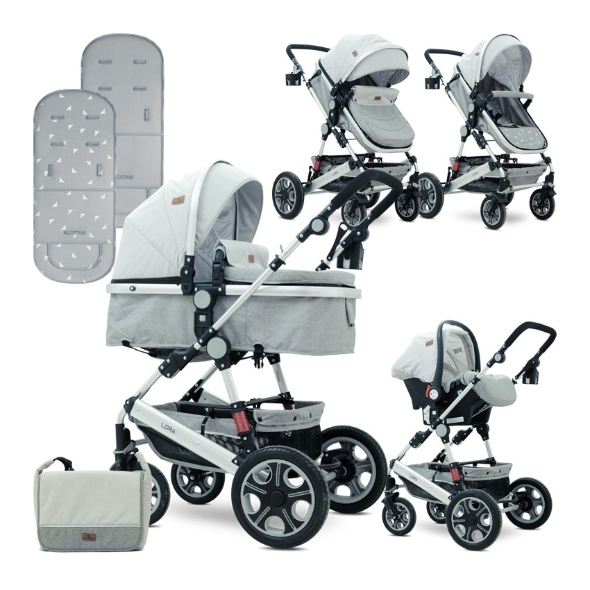 babashop.hu - Lorelli Lora SET babakocsi mózessé alakítható sport résszel - Grey Triangles 2019