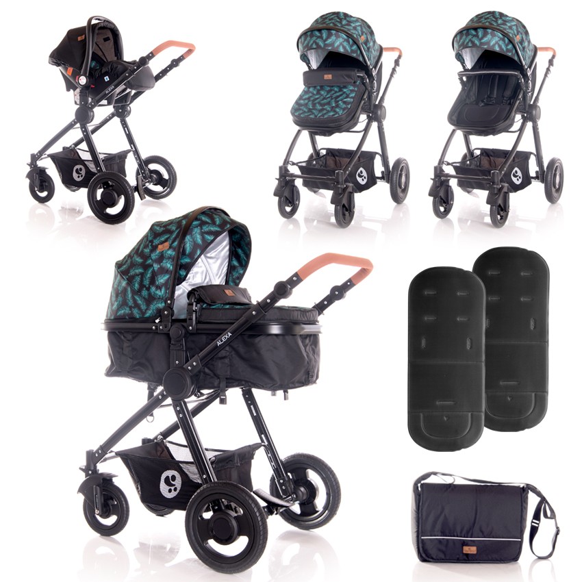 babashop.hu - Lorelli Alexa SET babakocsi mózessé alakítható sport résszel - Black Leaves 2020