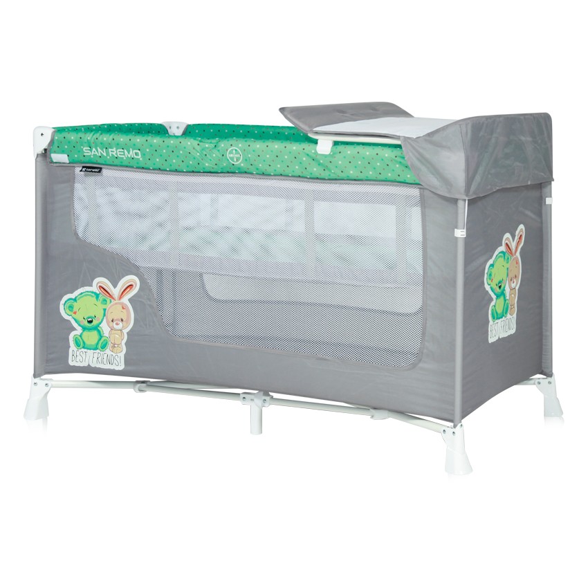 babashop.hu - Lorelli San Remo 2 utazóágy - Grey&Green Best Friends 2017