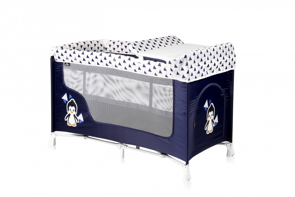 babashop.hu - Lorelli San Remo 2 utazóágy - Blue&White Penguin 2019