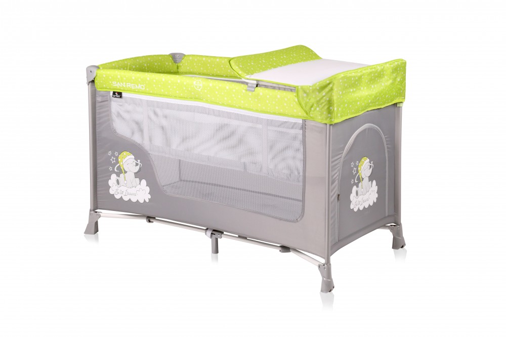 babashop.hu - Lorelli San Remo 2 utazóágy - Green&Grey Elephants 2019