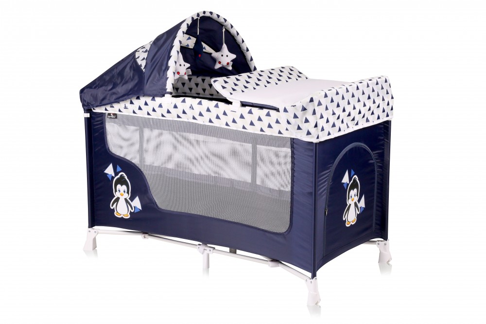 babashop.hu - Lorelli San Remo 2+ utazóágy - Blue&White Penguin 2019