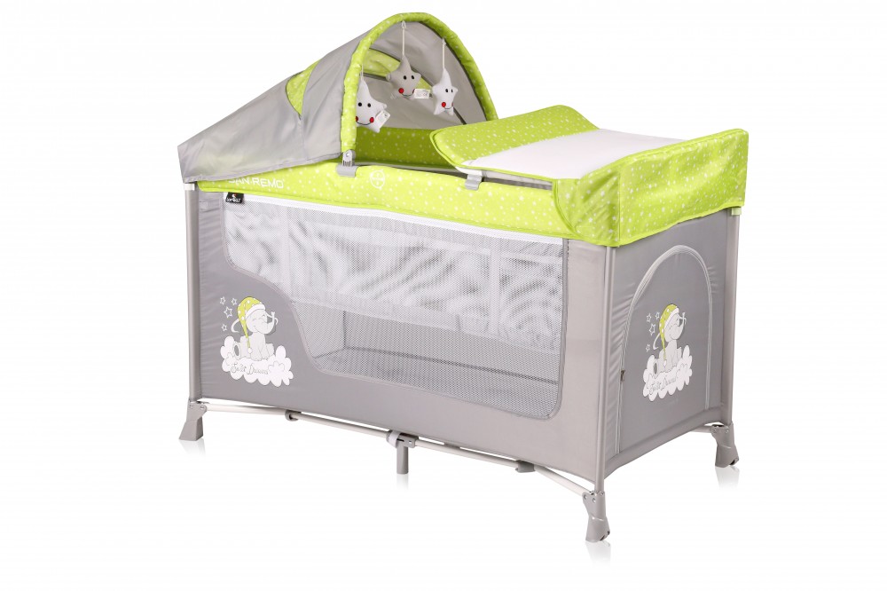 babashop.hu - Lorelli San Remo 2+ utazóágy - Green&Grey Elephant 2019