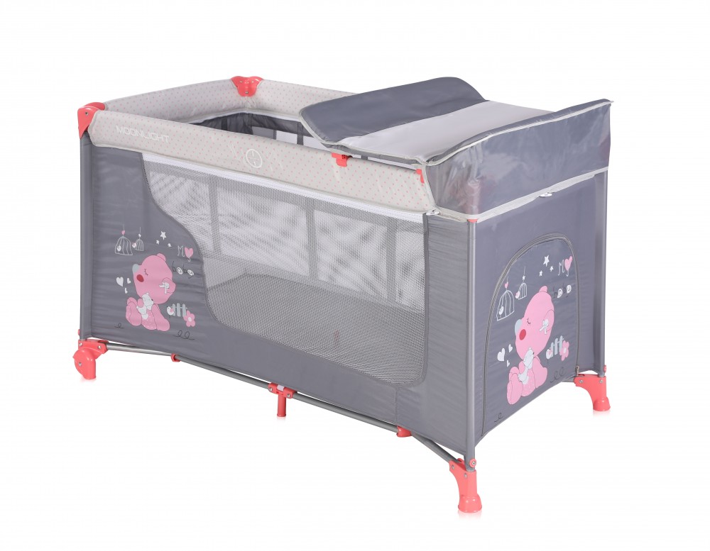 babashop.hu - Lorelli Moonlight 2 multifunkciós utazóágy - Pink&Grey My Baby 2018