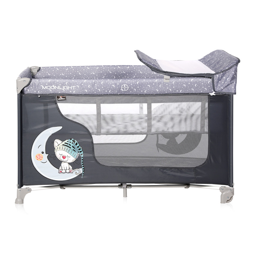 babashop.hu - Lorelli Moonlight 2 multifunkciós utazóágy - Grey Cute Moon 2020