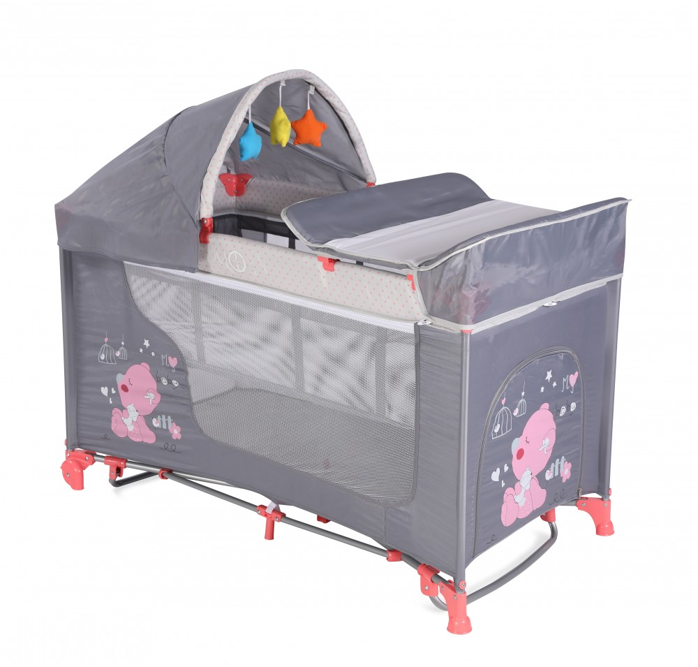 babashop.hu - Lorelli Moonlight 2 Rocker multifunkciós utazóágy - Pink&Grey My Baby 2018