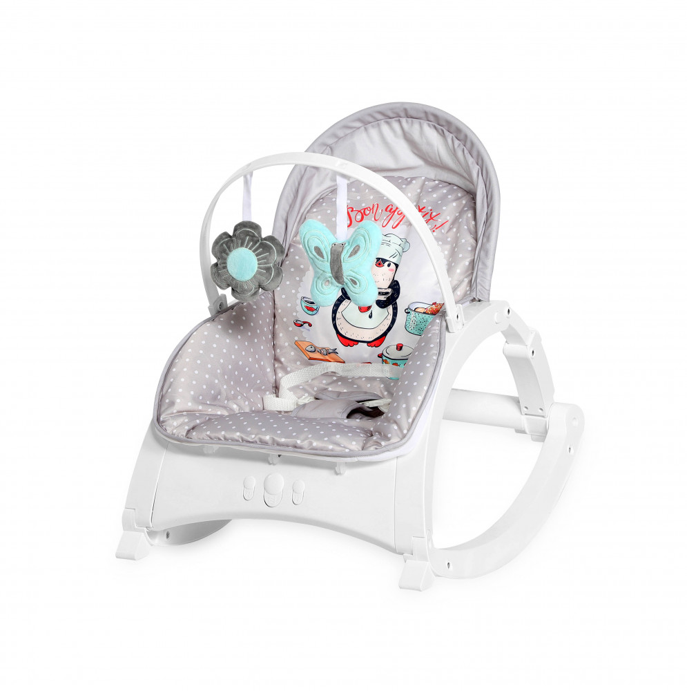 babashop.hu - Lorelli Enjoy rezgő-zenélő pihenőszék - Grey Penguin 2020