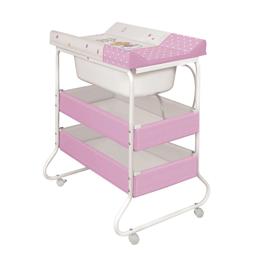 babashop.hu - Lorelli Suzie pelenkázó és fürdető állvány - White&Pink Little Angel