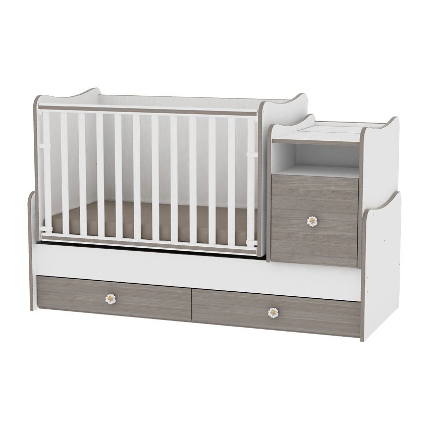 babashop.hu - Lorelli Trend PLUS kombi ágy 70x165 - White/Coffee - Fehér/Kávé