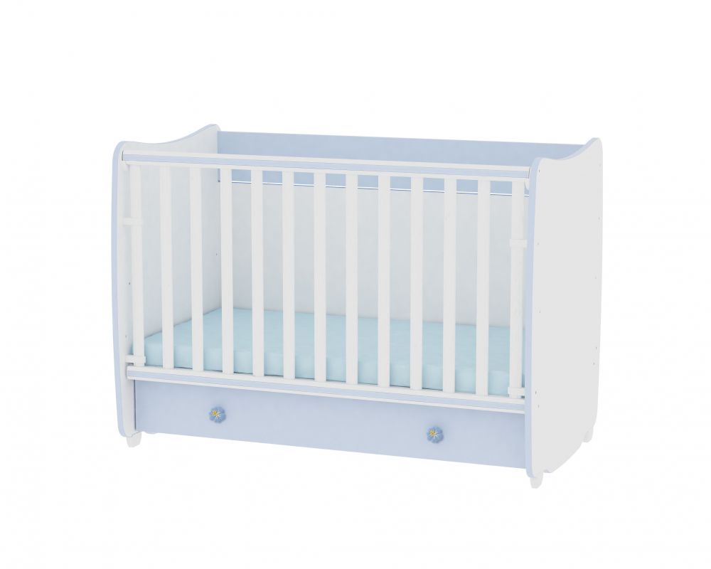 babashop.hu - Lorelli Dream kiságy 60x120 - White/Blue - Fehér/kék