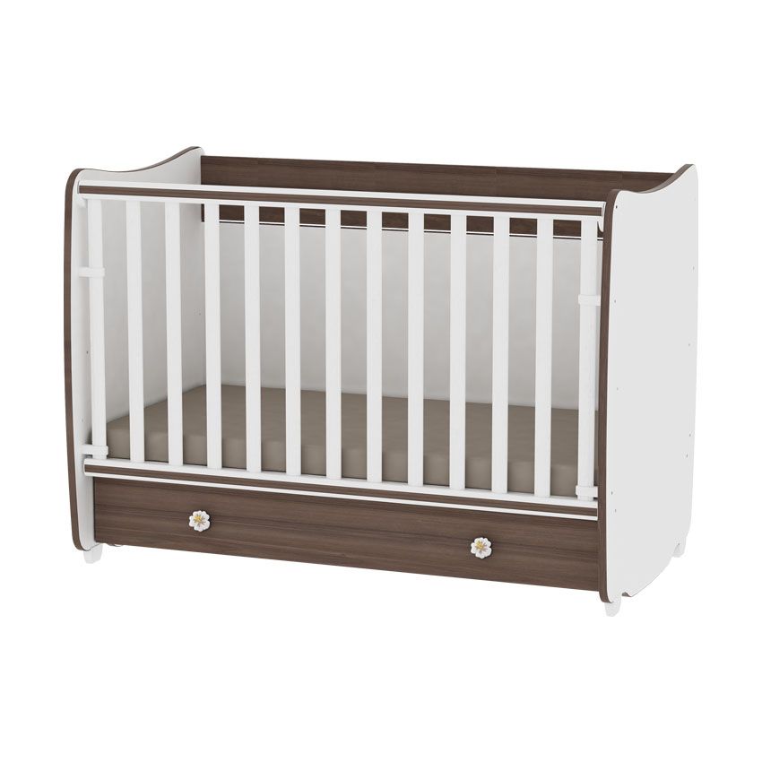 babashop.hu - Lorelli Dream kiságy 60x120 - White/Wallnut - Fehér/Dió