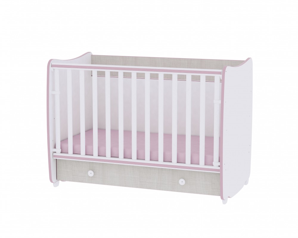 babashop.hu - Lorelli Dream kiságy 60x120 - White & Pink Crossline / Fehér & Pink csíkozás
