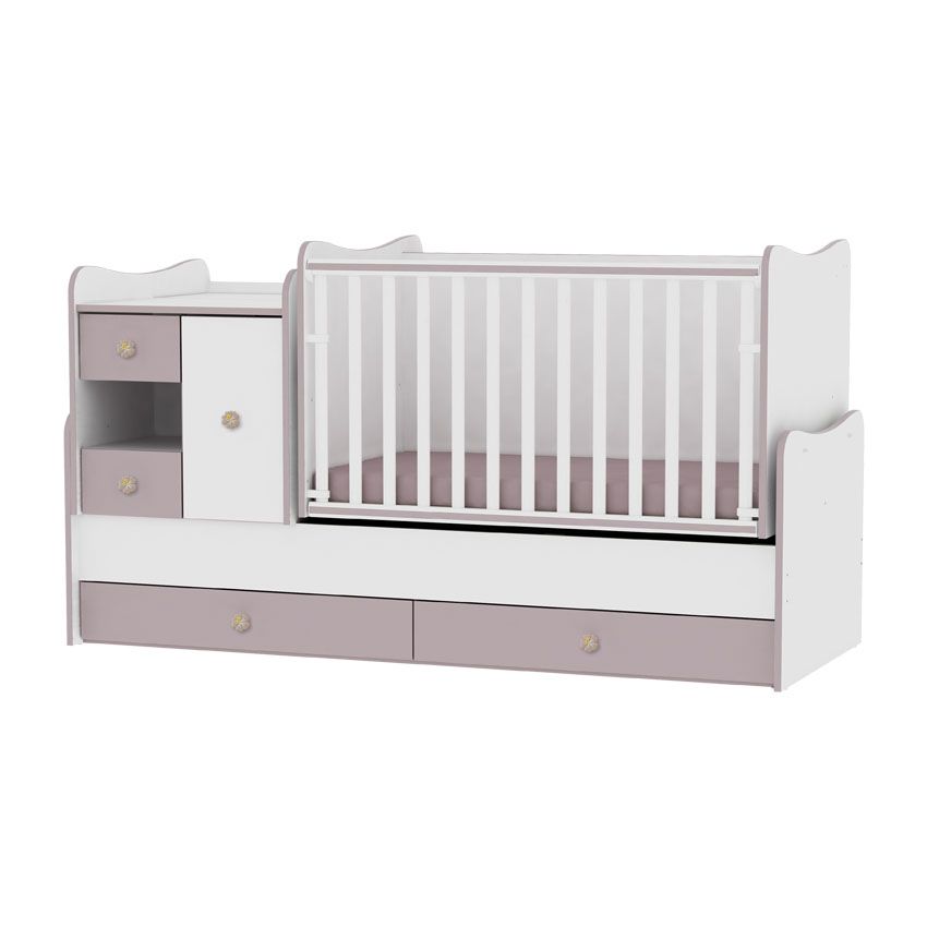 babashop.hu - Lorelli MiniMax kombi ágy 72x190 - White/Cappuccino - Fehér/Cappuccino