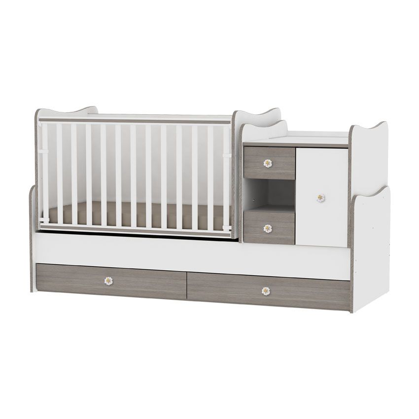 babashop.hu - Lorelli MiniMax kombi ágy 72x190 - White/Coffe - Fehér/Kávé