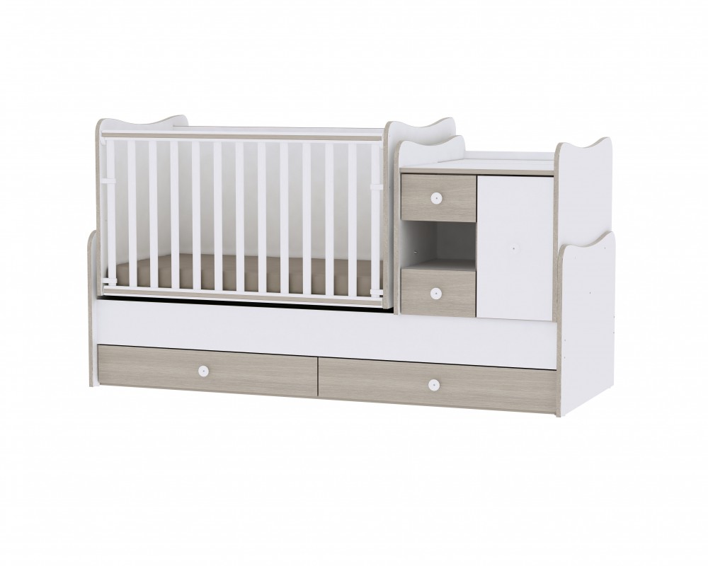 babashop.hu - Lorelli MiniMax kombi ágy 72x190 - White & Amber / Fehér & Amber