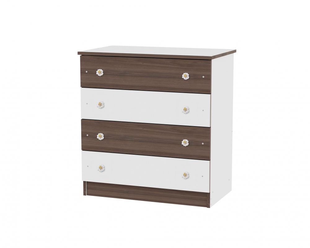 babashop.hu - Lorelli Komód - White/Walnut - Fehér/Dió