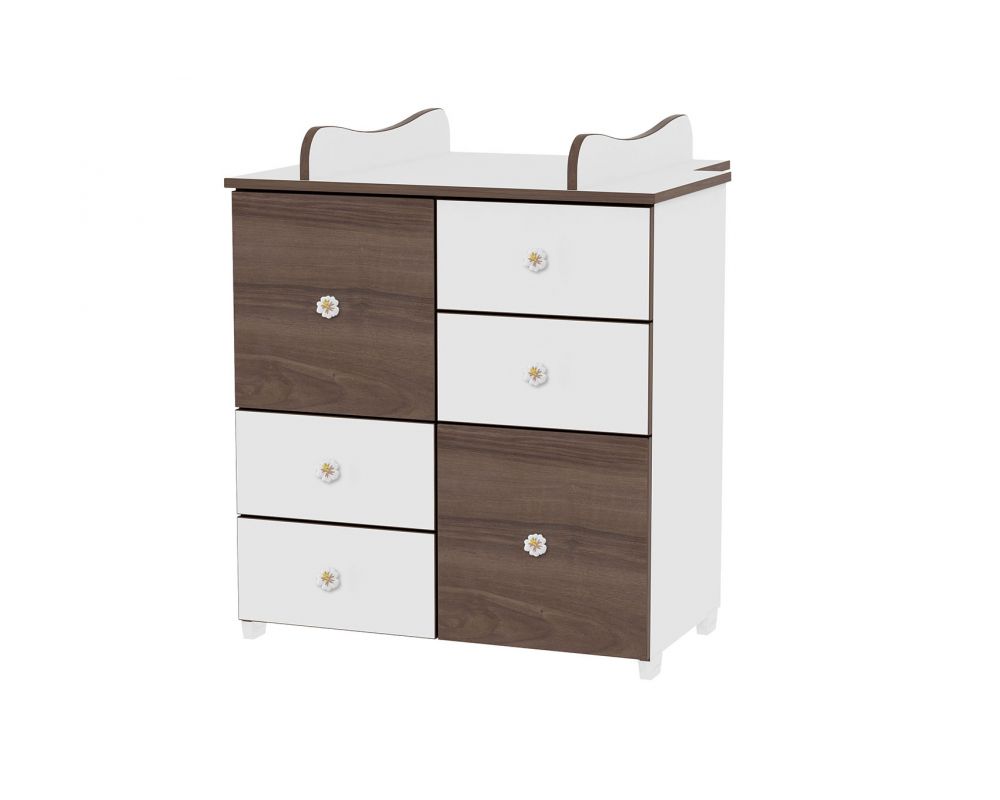 babashop.hu - Lorelli Cupboard pelenkázó komód - White/walnut - Fehér/Dió
