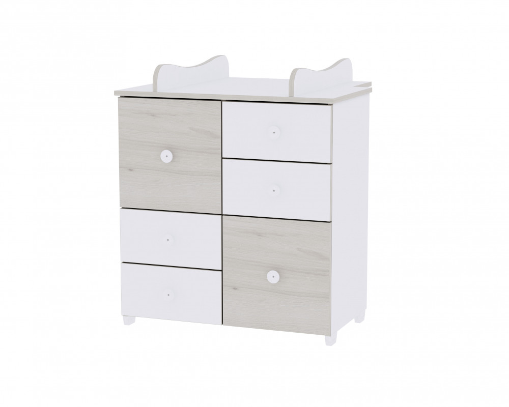 babashop.hu - Lorelli Cupboard pelenkázó komód - White & Light Oak / Fehér & Világos Tölgy
