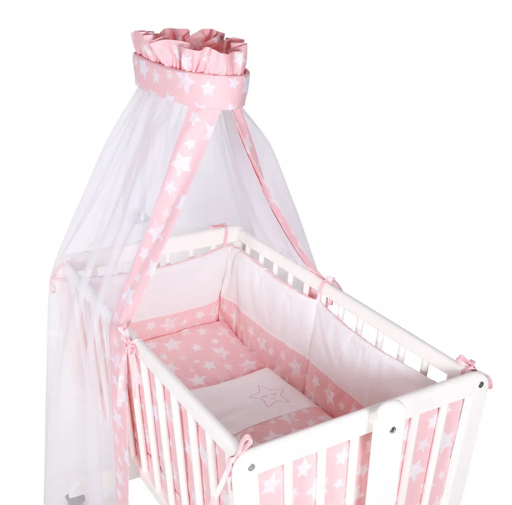 babashop.hu - Lorelli Eva bölcsőhöz ágyneműgarnitúra - Pink Stars