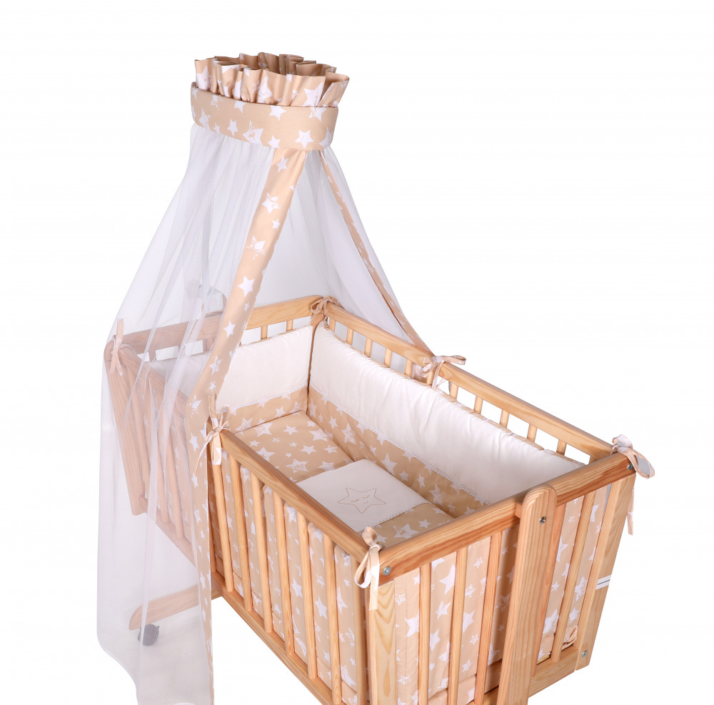 babashop.hu - Lorelli Eva bölcsőhöz ágyneműgarnitúra - Beige Stars