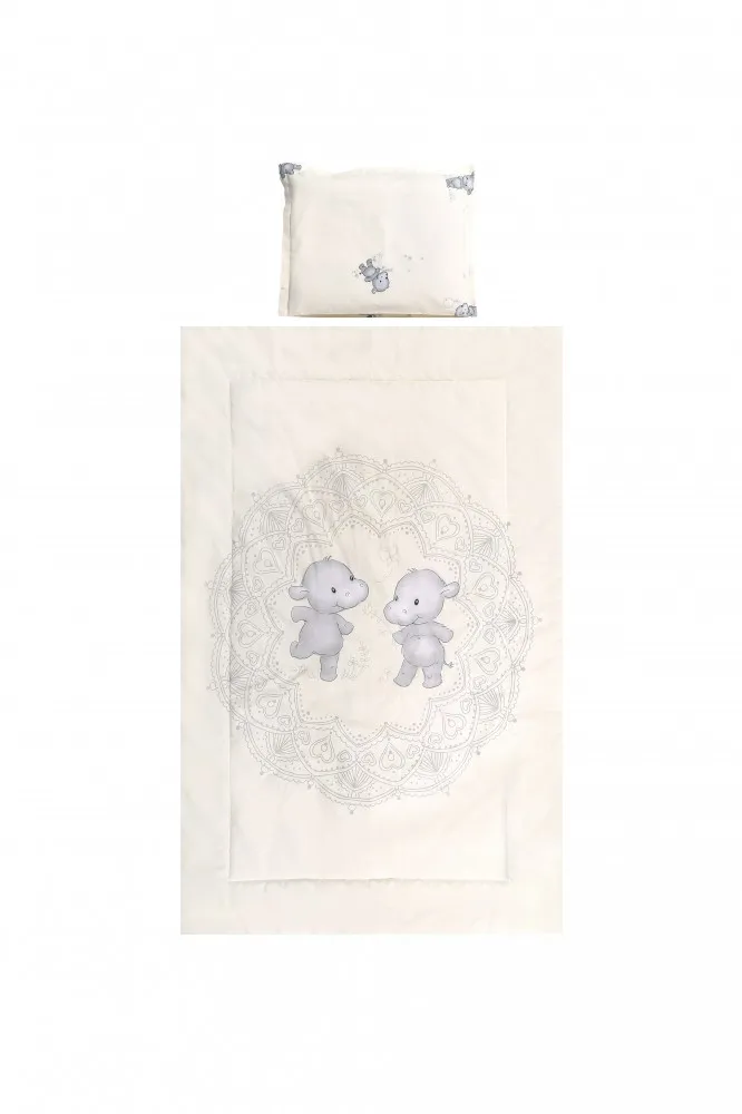 babashop.hu - Lorelli 3 részes ágyneműgarnitúra - Happy Hippo Beige