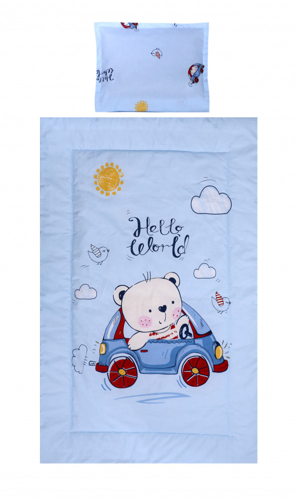 babashop.hu - Lorelli 3 részes ágyneműgarnitúra - Bear & Car Blue