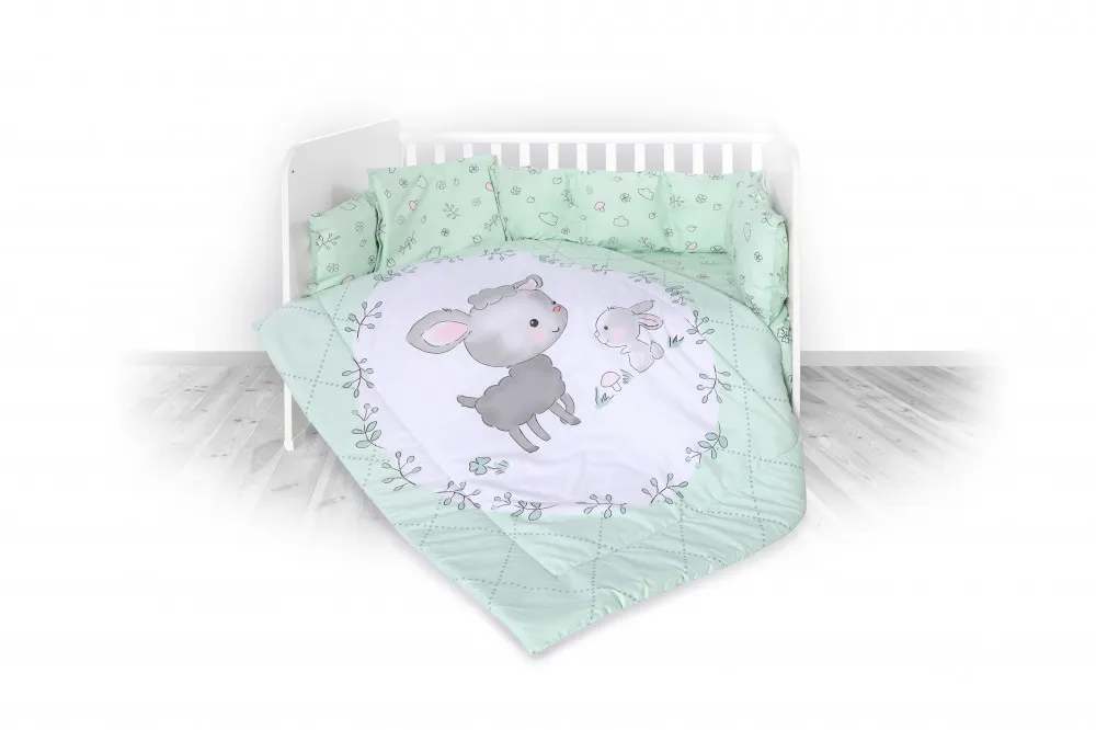 babashop.hu - Lorelli 5 részes ágyneműgarnitúra - Lamb Green