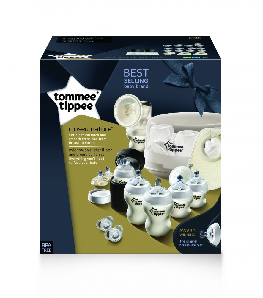 babashop.hu - Tommee Tippee Mikrohullámú gőzsterilizáló és kézi mellszívó szett ajándékokkal