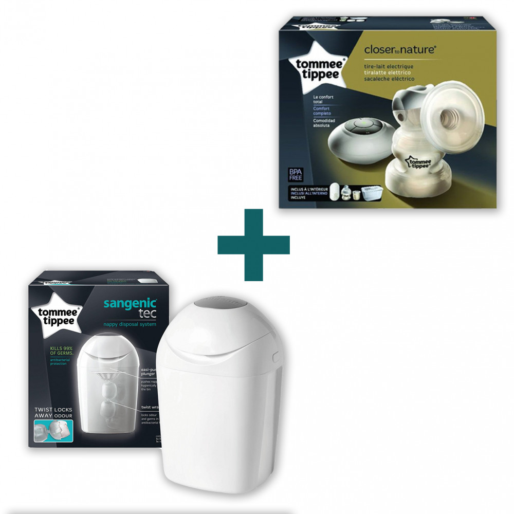 babashop.hu - Tommee Tippee Elektromos mellszívó+ajándék Sangenic pelenkacsomagoló vödör fehér