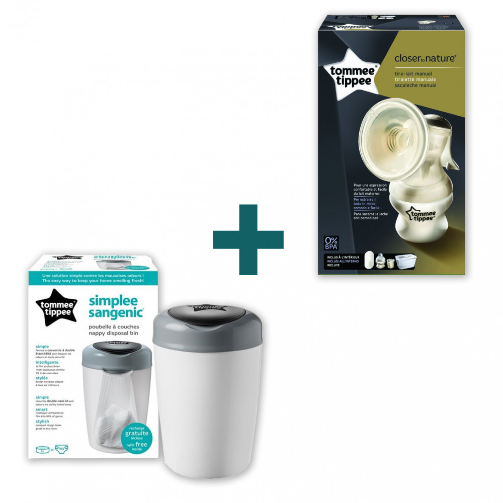 babashop.hu - Tommee Tippee Kézi mellszívó+Sangenic pelenkacsomagoló vödör szürke
