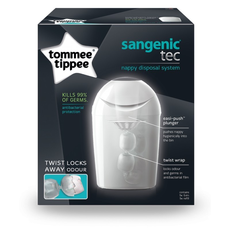 babashop.hu - Tommee Tippee Sangenic TEC pelenkacsomagoló vödör, fehér M