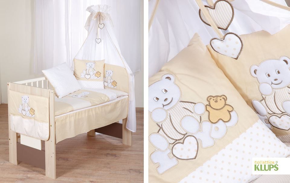 babashop.hu - Klups 4 részes ágynemű - H136 I love you Maci fehér-bézs