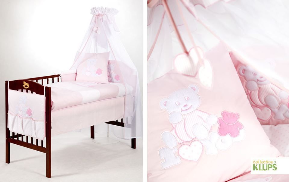 BABAshop Baba webshop a trendi anyukáknak, kismamáknak Klups 4 részes ágynemű fehér pink álmos macis