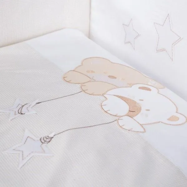 babashop.hu - Albero Mio 2 részes ágynemű - H185 Macik csillaggal bézs-fehér