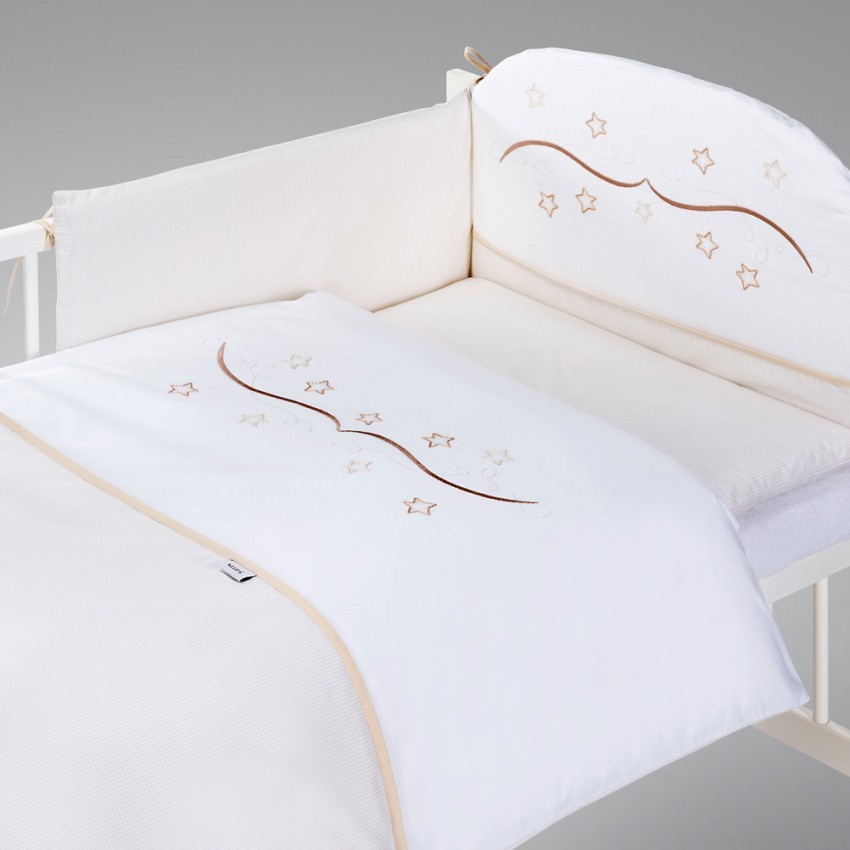 babashop.hu - Albero Mio 5 részes ágynemű - H215 Csillagos ekrü