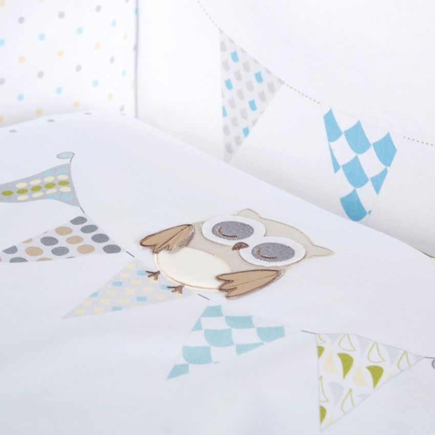babashop.hu - Albero Mio 5 részes ágynemű - H238 Bagoly kék-fehér