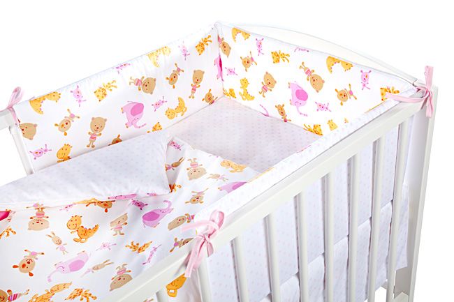 babashop.hu - Klups 5 részes ágynemű - K016 Állatmintás fehér-lila elefántos
