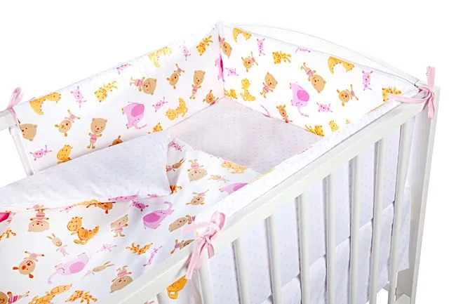 babashop.hu - Klups 5 részes ágynemű - K016 Állatmintás fehér-lila elefántos