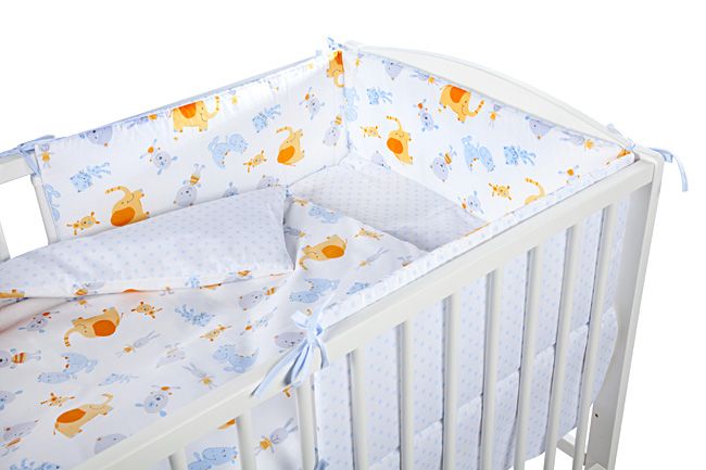 babashop.hu - Klups 5 részes ágynemű - K018 állatmintás fehér-narancs elefánt